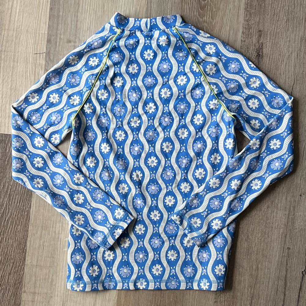 Mini Boden Floral Long Sleeve Swim Rash Guard Blue size 9-10 Years - Picture 2 of 8